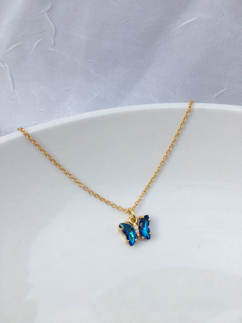 royal blue butterfly necklace