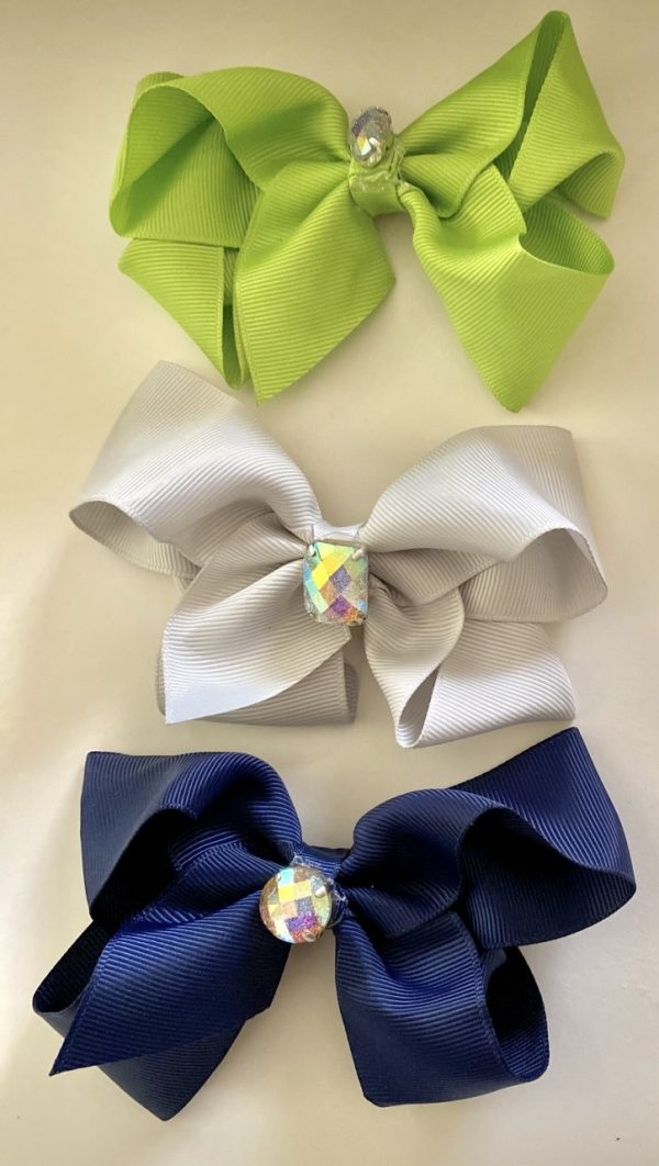 Product Image and Link for 3-Piece Pearlescent Big Jewel 4″ Assorted Color Bows