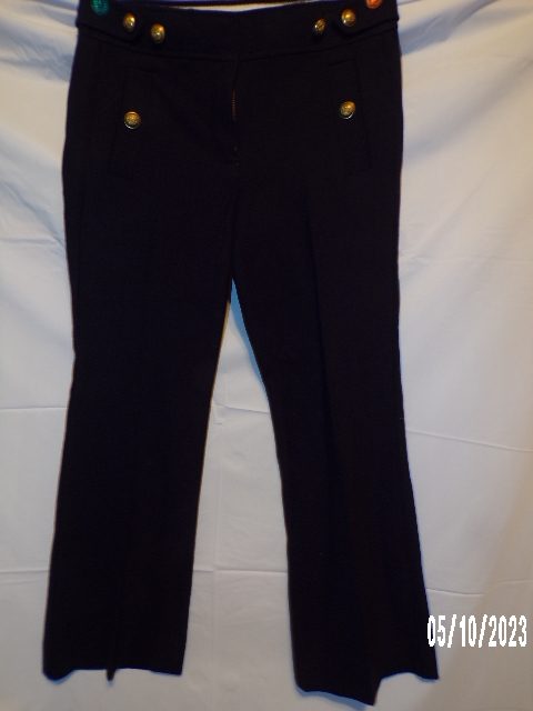 J Crew Navy Wide Leg Front Zip Sailor Pants with Gold Button Pockets-Size 0  - California Shop Small
