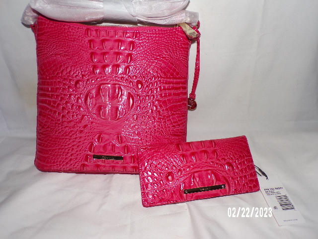 Brahmin Melbourne Croc Embossed Leather Cross Body Purse with Wallet HTF -  California Shop Small