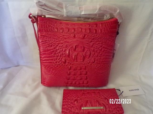 Brahmin Melbourne Croc Embossed Leather Cross Body Purse with Wallet HTF -  California Shop Small