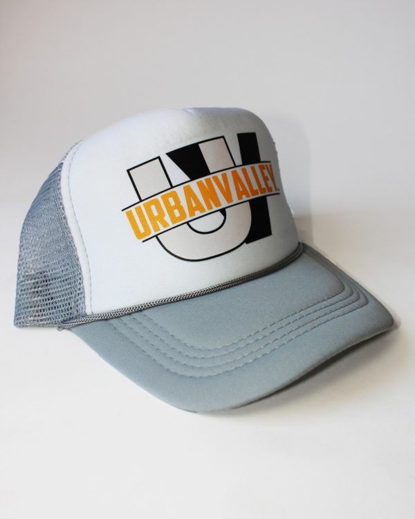 Product Image and Link for White / Grey Brim Urban Valley Trucker Hat