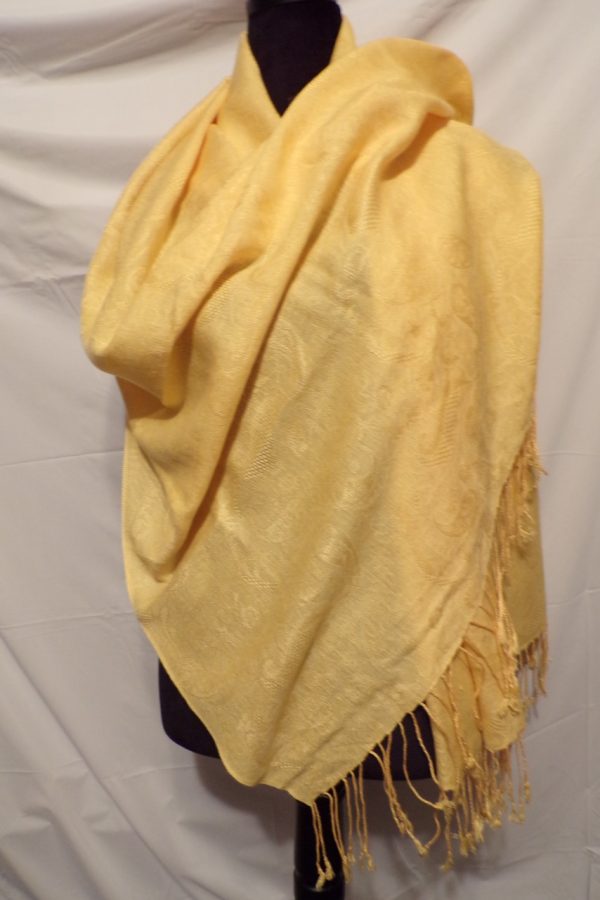 Product Image and Link for PASHMINA Yellow Scarf 28″ X 70″