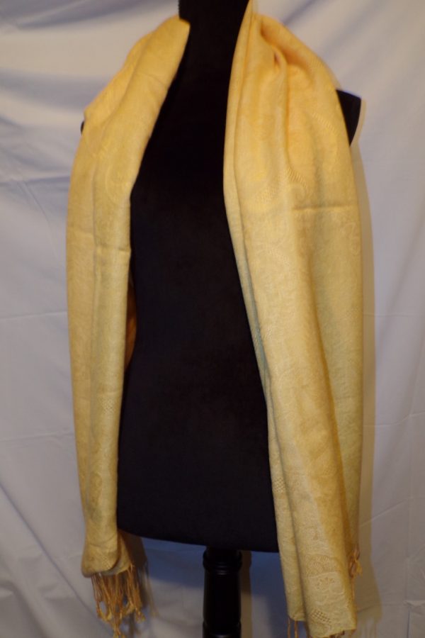 Product Image and Link for PASHMINA Yellow Scarf 28″ X 70″