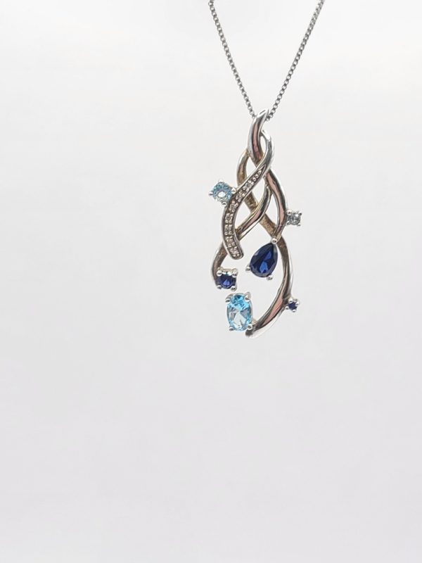 Product Image and Link for Sapphire & Topaz silver necklace