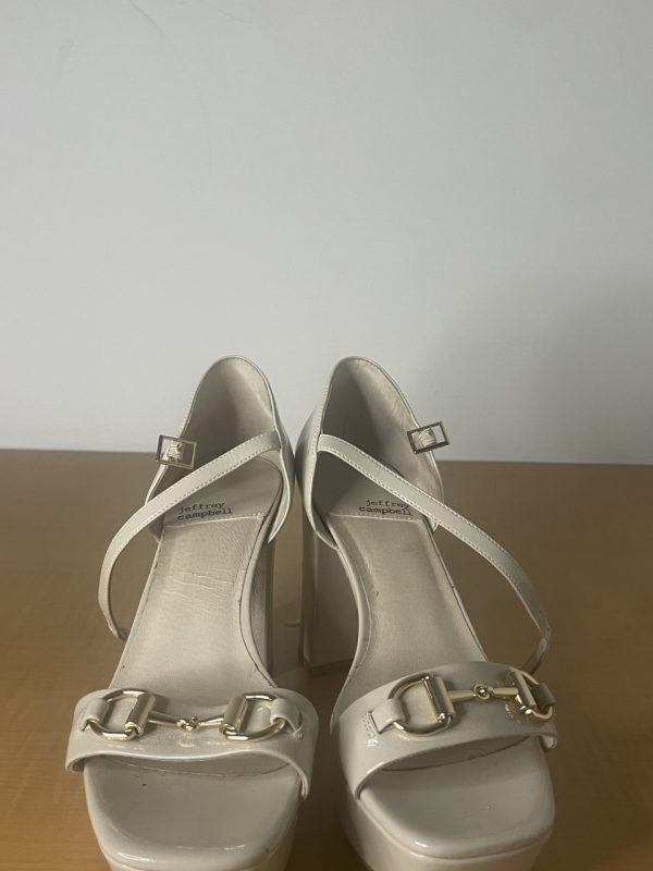 Product Image and Link for Jeffrey Campbell Clever Platform Sandal in Ice Patent Gold Size 9