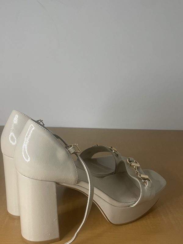 Product Image and Link for Jeffrey Campbell Clever Platform Sandal in Ice Patent Gold Size 9