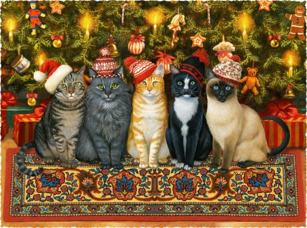 Product Image and Link for Cozy Christmas Cats (501 Piece Wooden Jigsaw Puzzle)