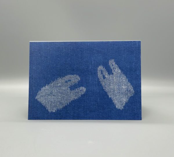 Product Image and Link for “Plastic Bag, Floating” Blank Card (Original Textile Art)