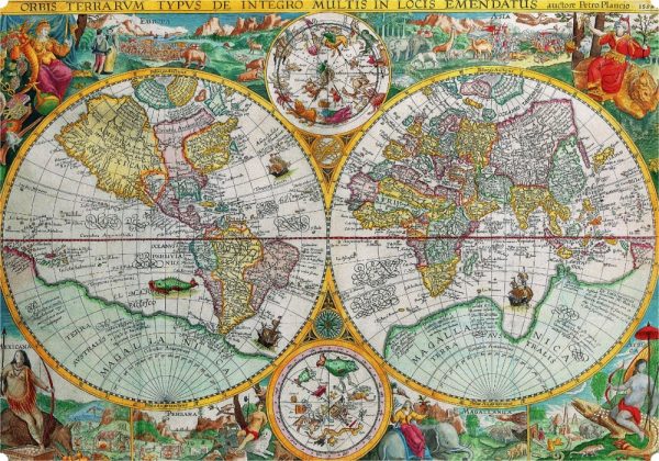 Product Image and Link for World Map, 1594 (555 Piece Wooden Jigsaw Puzzle)