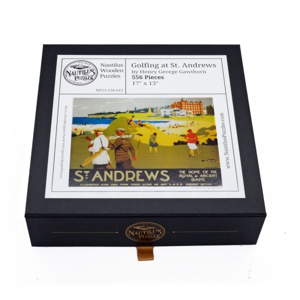 Product Image and Link for Golfing At St. Andrews (556 Piece Wooden Jigsaw Puzzle)