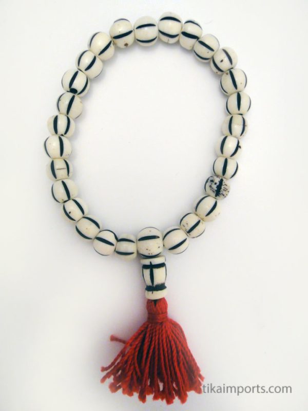 Product Image and Link for Carved Bone Striped Mala Bracelet