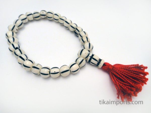 Product Image and Link for Carved Bone Striped Mala Bracelet