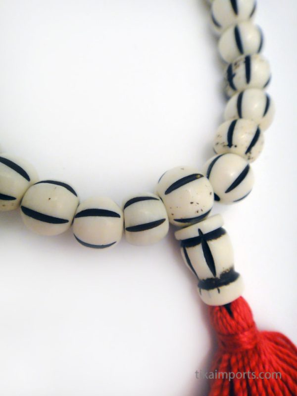 Product Image and Link for Carved Bone Striped Mala Bracelet