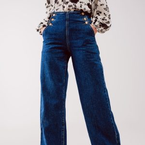 Product Image and Link for Button Front Wide Leg Jeans