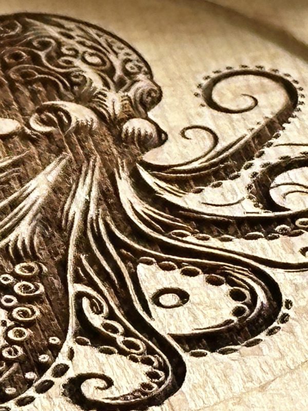 Product Image and Link for Coaster – Wood – Octopus Engraved