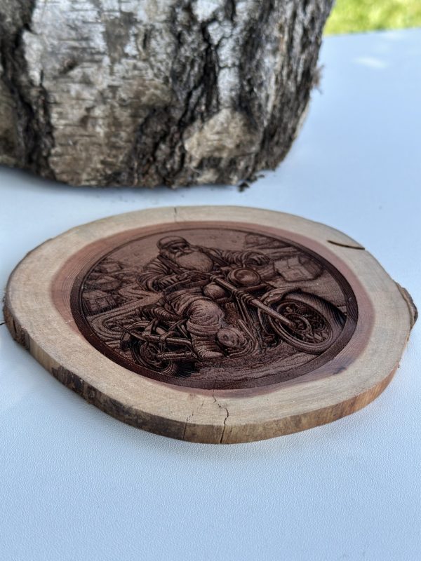 Product Image and Link for Santa’s Wild Ride – Wood slice engraving