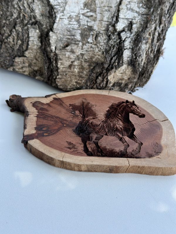 Product Image and Link for Wild Horse on wood slice