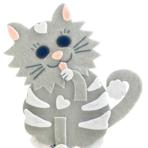 Product Image and Link for Kitten, Gray and White, PNG File, No Background, to Create DIY Craft Pattern with Felt.