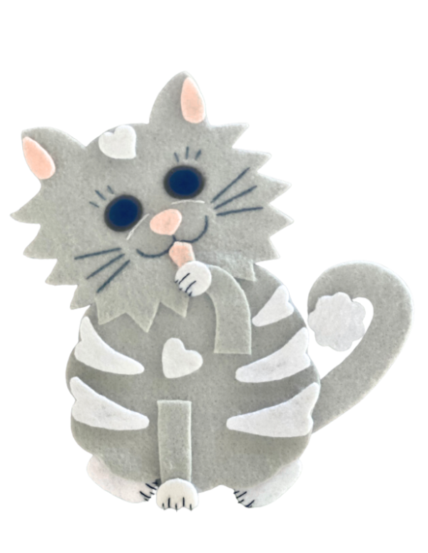 Product Image and Link for Kitten, Gray and White, PNG File, No Background, to Create DIY Craft Pattern with Felt.