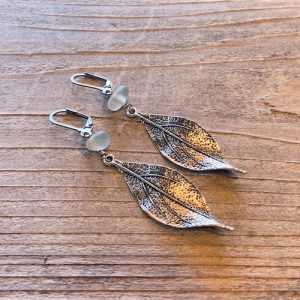 Product Image and Link for Willow Leaf and Seaglass Earrings