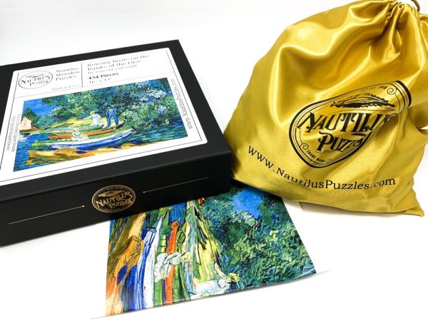 Product Image and Link for Rowing Boats On The Banks Of The Oise By Vincent Van Gogh (434 Piece Wooden Jigsaw Puzzle)