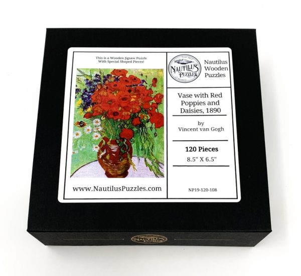 Product Image and Link for Vase With Red Poppies And Daisies, 1890 By Van Gogh (120 Piece Wooden Jigsaw Puzzle)