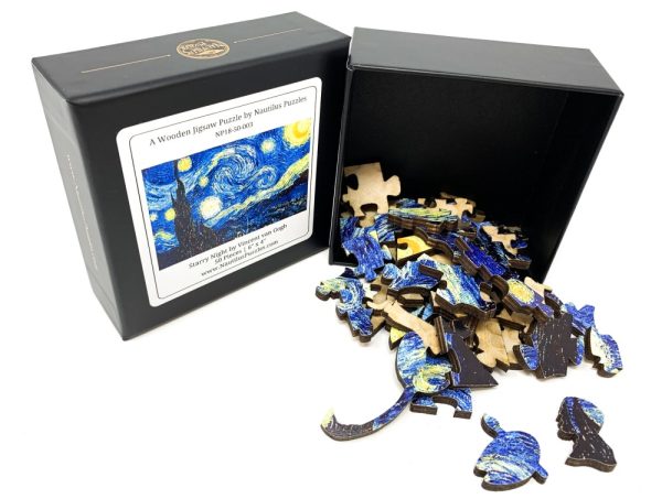Product Image and Link for Starry Night By Vincent Van Gogh (50 Pieces) Mini Wooden Jigsaw Puzzle