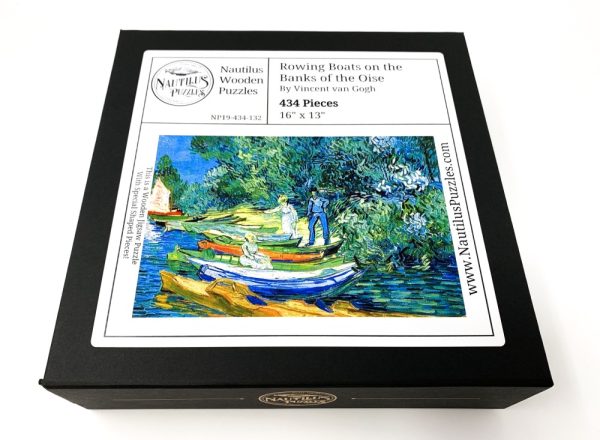 Product Image and Link for Rowing Boats On The Banks Of The Oise By Vincent Van Gogh (434 Piece Wooden Jigsaw Puzzle)