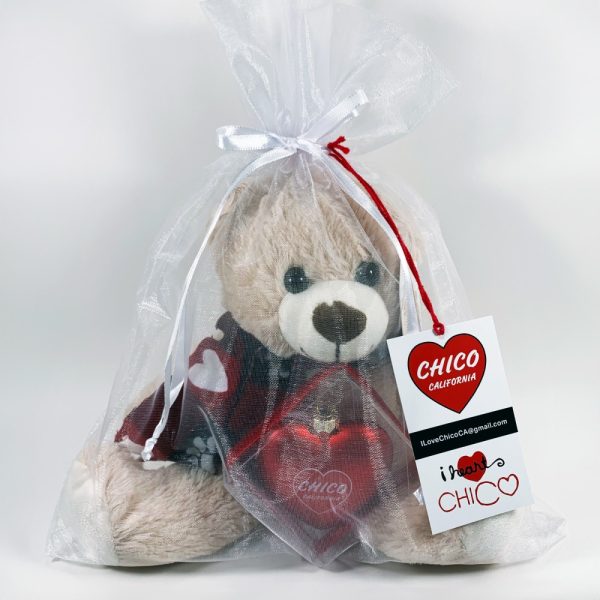 Product Image and Link for I Love Chico CA Gift Set – Small Teddy Bear and Red Heart Ornament