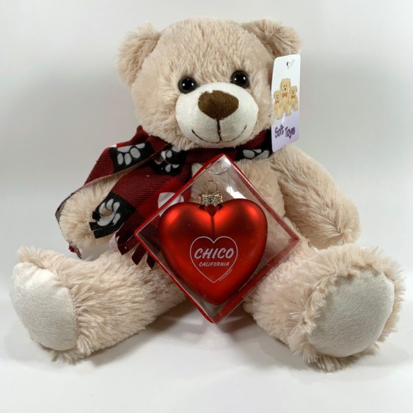 Product Image and Link for I Love Chico CA Gift Set – Small Teddy Bear and Red Heart Ornament