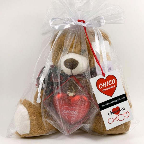 Product Image and Link for I Love Chico CA Gift Set – Small Teddy Bear and Red Heart Ornament