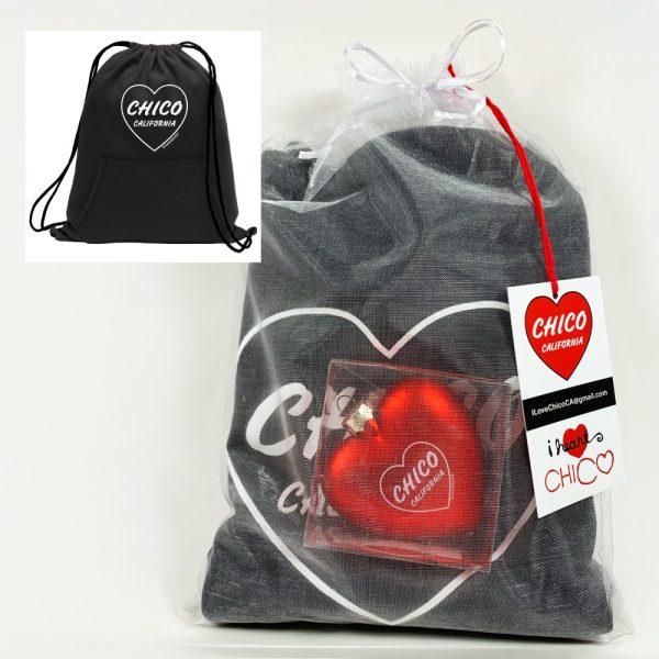 Product Image and Link for I love Chico CA Gift Set – Backpack and Red Heart Ornament