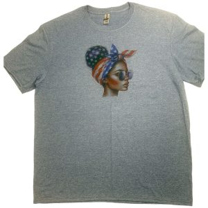 Product Image and Link for Independence Day Messy Bun T-shirt-Heather Indigo