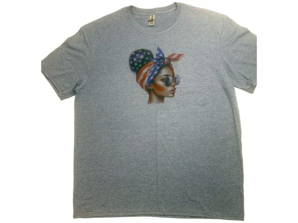 Product Image and Link for Independence Day Messy Bun T-shirt-Heather Indigo