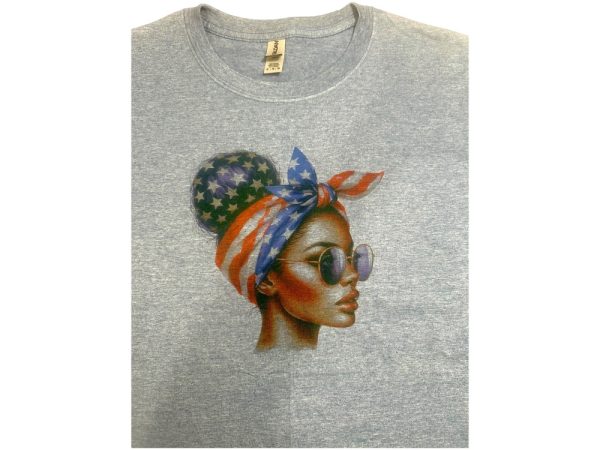 Product Image and Link for Independence Day Messy Bun T-shirt-Heather Indigo