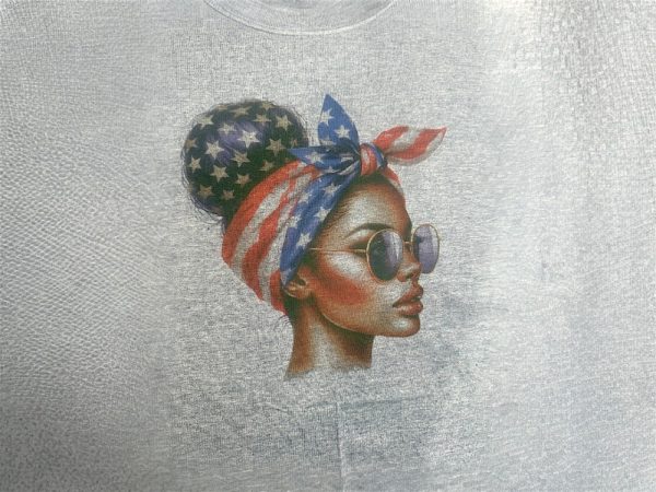 Product Image and Link for Independence Day Messy Bun T-shirt-Heather Indigo