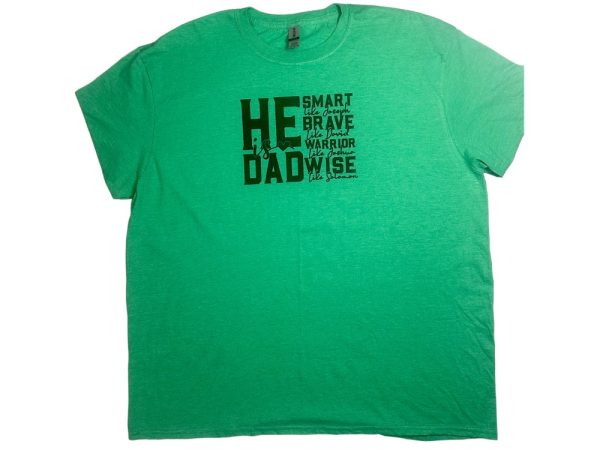 Product Image and Link for He Is Dad -Heather Irish Green