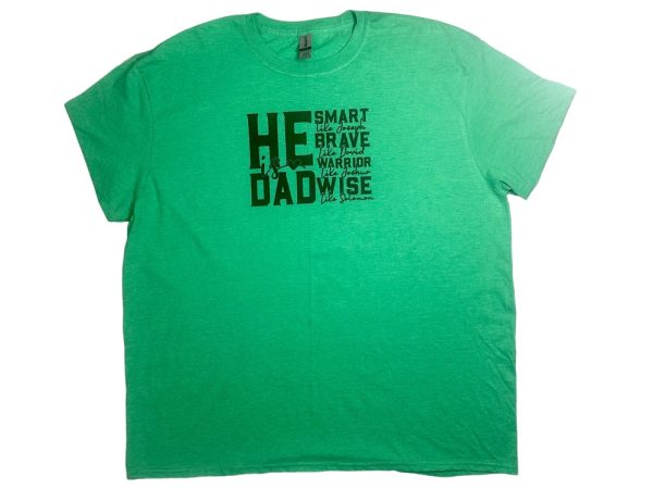 Product Image and Link for He Is Dad -Heather Irish Green