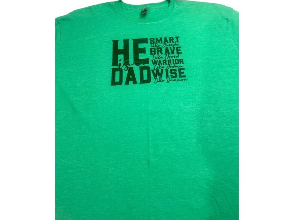 Product Image and Link for He Is Dad -Heather Irish Green