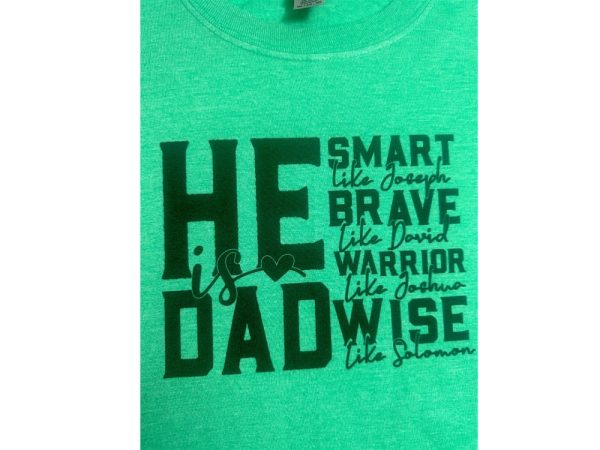 Product Image and Link for He Is Dad -Heather Irish Green