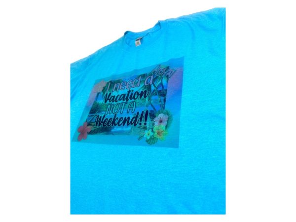 Product Image and Link for Gildan 640 Softstyle Unisex T-Shirt – “I Need a Vacation, Not a Weekend!” Graphic Tee (Heather Royal)