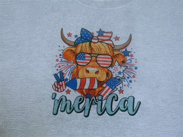 Product Image and Link for Merica Cow Independence Day T-shirt-Heather Indigo