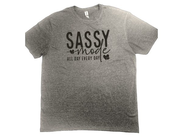 Product Image and Link for Sassy Mode T-shirt charcoal