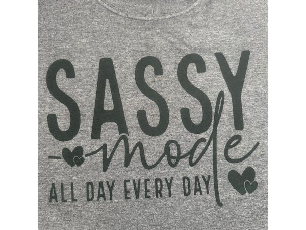 Product Image and Link for Sassy Mode T-shirt charcoal