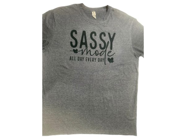 Product Image and Link for Sassy Mode T-shirt charcoal