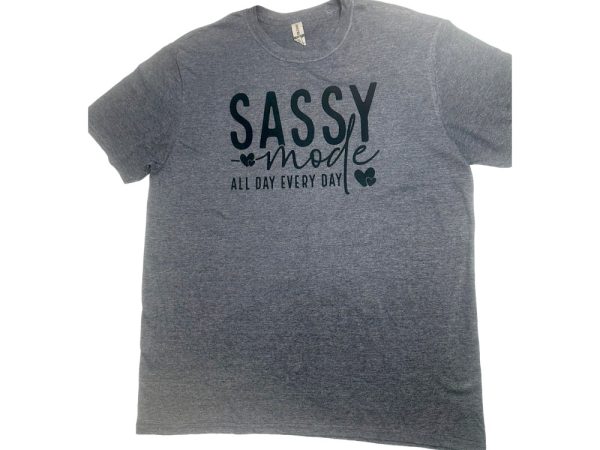 Product Image and Link for Sassy Mode T-shirt charcoal