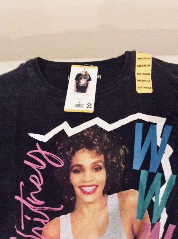 Product Image and Link for Official Licensed Band Apparel Made from eco-friendly 100% Cotton Whitney Houston T-Shirt Size XLarge