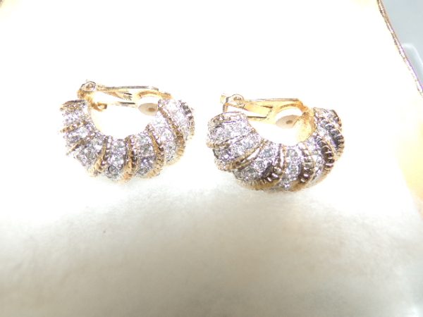 Product Image and Link for Vintage RHINESTONES Hoop Clip-on Earrings