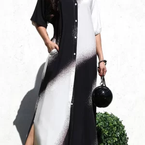 Product Image and Link for Black/White Maxi Shirt Dress